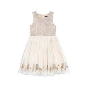 Zunie Unicorn Border Metallic Brocade Tulle Dress Champagne Multi Size 2 NWT